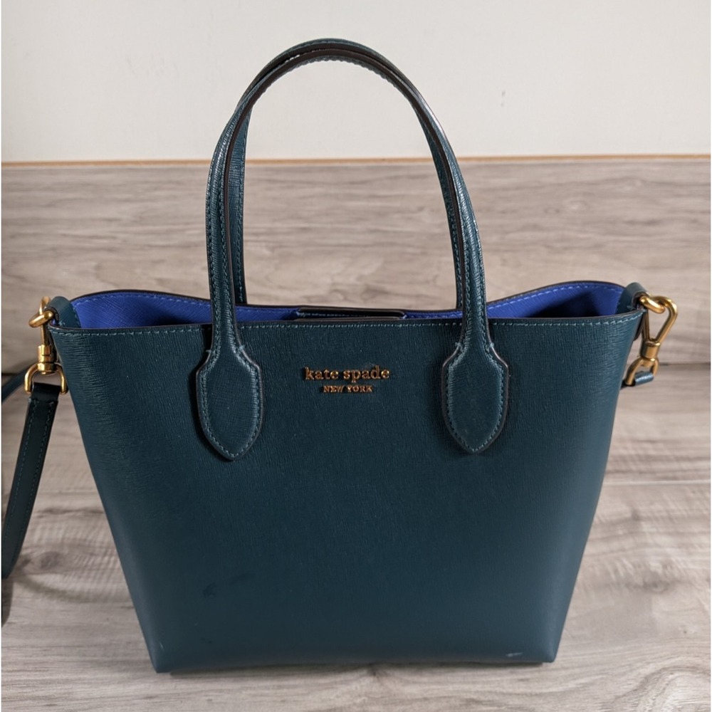 Kate Spade Bleecker Medium Crossbody Tote Size Small Artesian Green Dust bag
